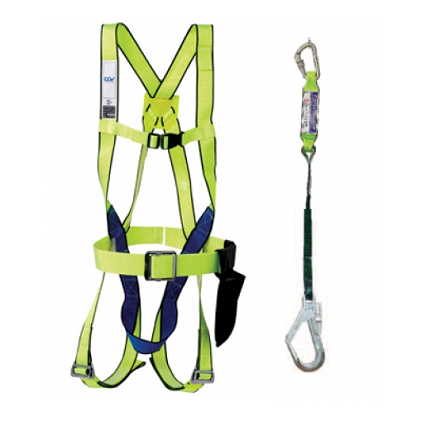Full body harness kit COV B2+1S/T + Hanging rope with 1 steel hook, shock absorber