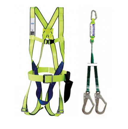 Full body harness kit COV  B2+2A/L/R + Hanging rope with 2 aluminum hooks, shock absorber