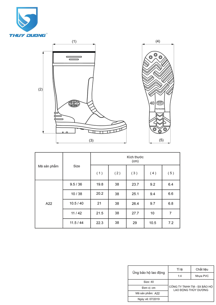 Ủng Hóa chất, dầu TD (38-42)