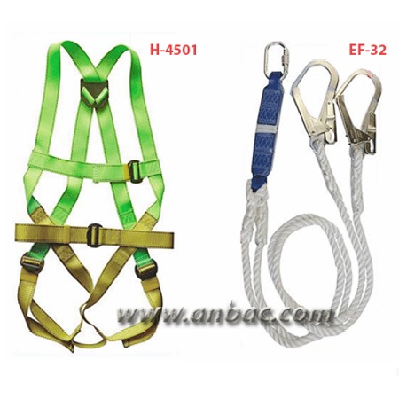 Full body safety harness Adela H45+EF32, 2 steel hooks with shock absorber