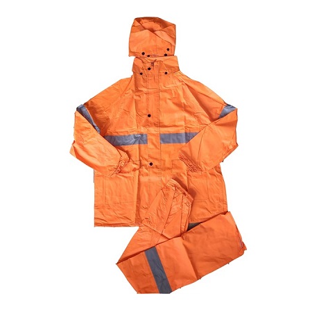 The orange raincoat is reflective