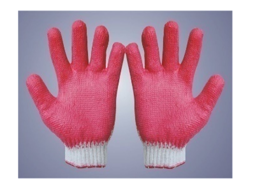 Colored plastic-coated fiber gloves - needle 7 (thick)