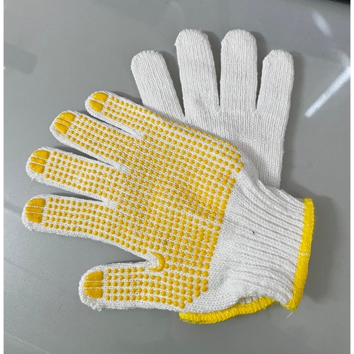 White wool gloves covered with plastic beads 60g