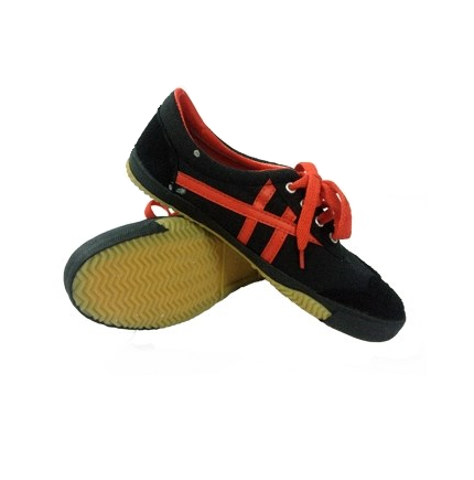 Binh Minh canvas shoes - Black with red stripes