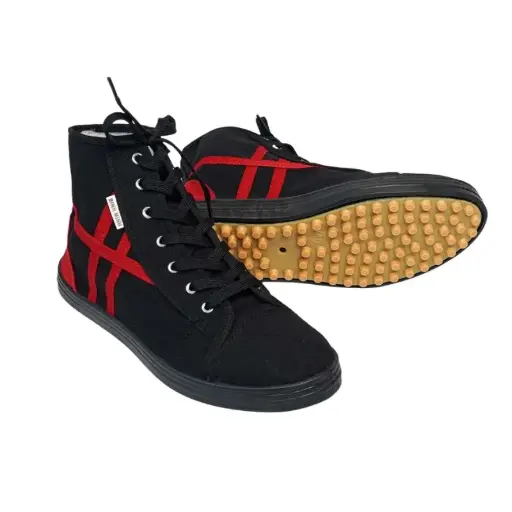 Binh Minh canvas shoes - Black with red stripes